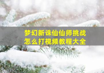 梦幻新诛仙仙师挑战怎么打视频教程大全