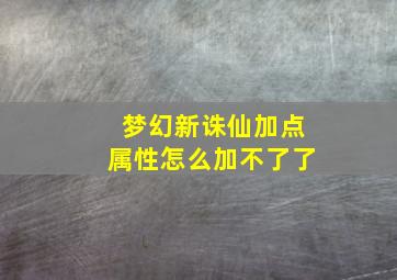 梦幻新诛仙加点属性怎么加不了了