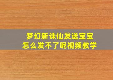 梦幻新诛仙发送宝宝怎么发不了呢视频教学