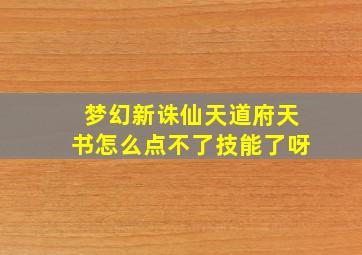 梦幻新诛仙天道府天书怎么点不了技能了呀