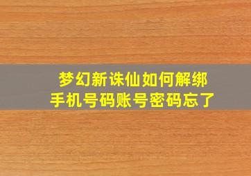 梦幻新诛仙如何解绑手机号码账号密码忘了