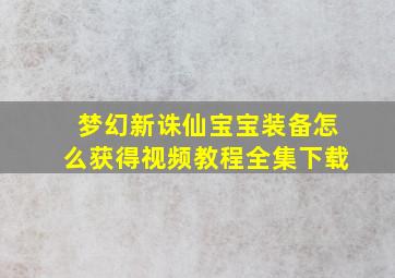 梦幻新诛仙宝宝装备怎么获得视频教程全集下载