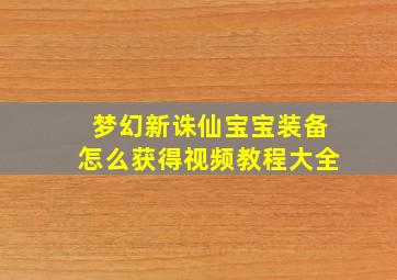 梦幻新诛仙宝宝装备怎么获得视频教程大全