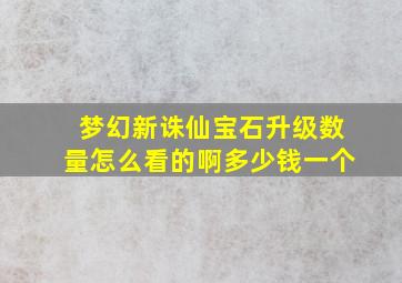 梦幻新诛仙宝石升级数量怎么看的啊多少钱一个