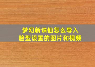 梦幻新诛仙怎么导入脸型设置的图片和视频