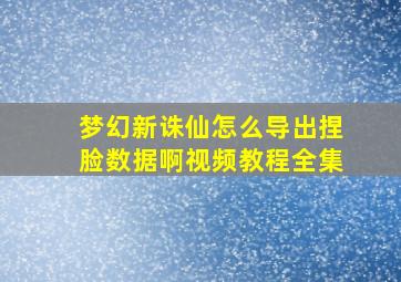 梦幻新诛仙怎么导出捏脸数据啊视频教程全集