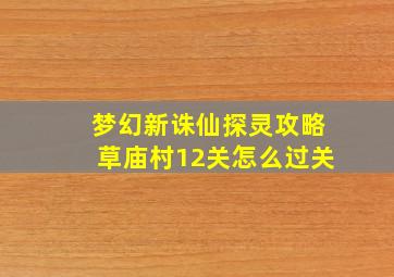 梦幻新诛仙探灵攻略草庙村12关怎么过关