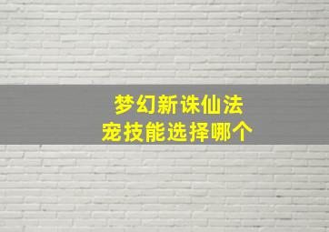 梦幻新诛仙法宠技能选择哪个