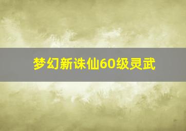 梦幻新诛仙60级灵武