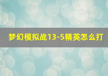 梦幻模拟战13-5精英怎么打