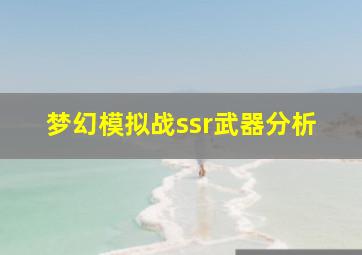 梦幻模拟战ssr武器分析