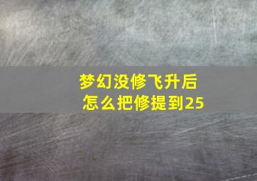 梦幻没修飞升后怎么把修提到25