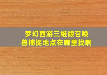 梦幻西游三维版召唤兽捕捉地点在哪里找啊