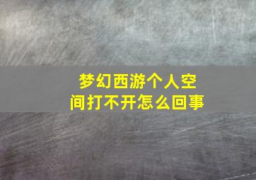 梦幻西游个人空间打不开怎么回事