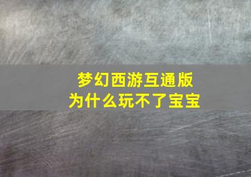 梦幻西游互通版为什么玩不了宝宝