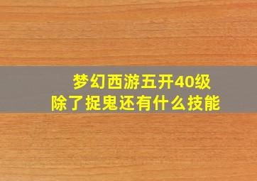 梦幻西游五开40级除了捉鬼还有什么技能