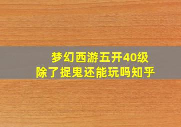 梦幻西游五开40级除了捉鬼还能玩吗知乎