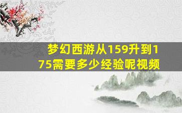 梦幻西游从159升到175需要多少经验呢视频