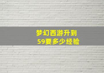 梦幻西游升到59要多少经验