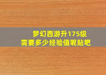 梦幻西游升175级需要多少经验值呢贴吧