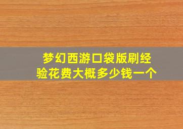 梦幻西游口袋版刷经验花费大概多少钱一个