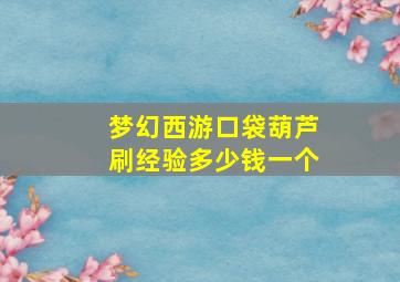 梦幻西游口袋葫芦刷经验多少钱一个