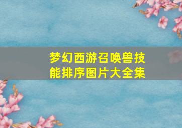 梦幻西游召唤兽技能排序图片大全集