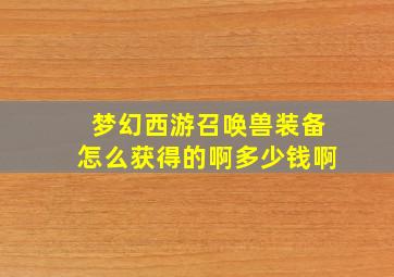 梦幻西游召唤兽装备怎么获得的啊多少钱啊