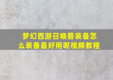 梦幻西游召唤兽装备怎么装备最好用呢视频教程