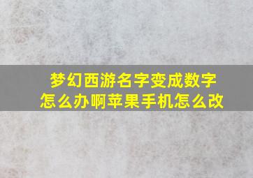 梦幻西游名字变成数字怎么办啊苹果手机怎么改