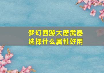 梦幻西游大唐武器选择什么属性好用