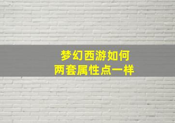 梦幻西游如何两套属性点一样