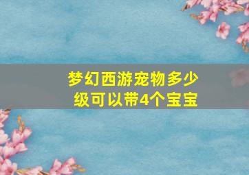 梦幻西游宠物多少级可以带4个宝宝