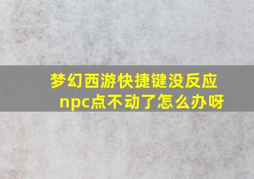 梦幻西游快捷键没反应npc点不动了怎么办呀