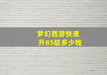 梦幻西游快速升85级多少钱