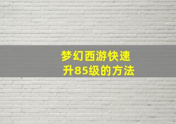 梦幻西游快速升85级的方法