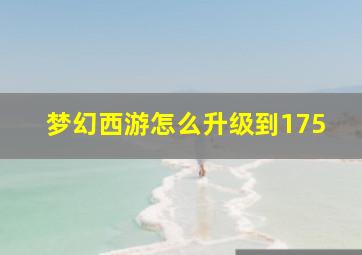 梦幻西游怎么升级到175