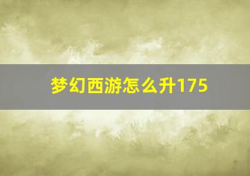 梦幻西游怎么升175