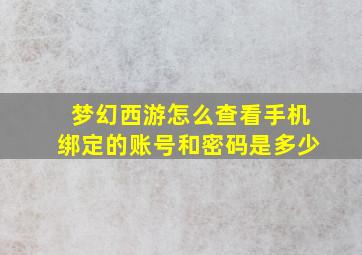 梦幻西游怎么查看手机绑定的账号和密码是多少