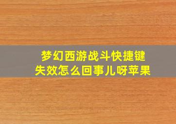 梦幻西游战斗快捷键失效怎么回事儿呀苹果