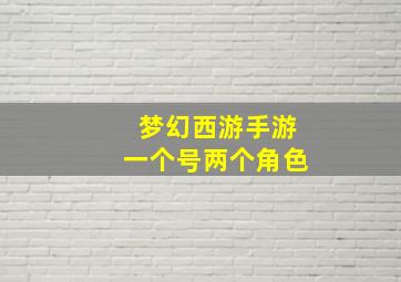 梦幻西游手游一个号两个角色