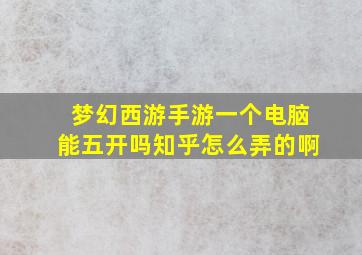 梦幻西游手游一个电脑能五开吗知乎怎么弄的啊