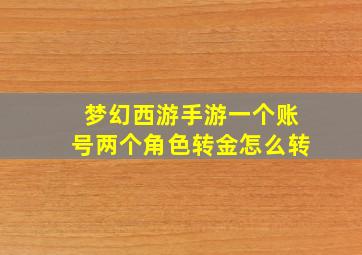 梦幻西游手游一个账号两个角色转金怎么转