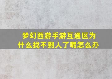 梦幻西游手游互通区为什么找不到人了呢怎么办