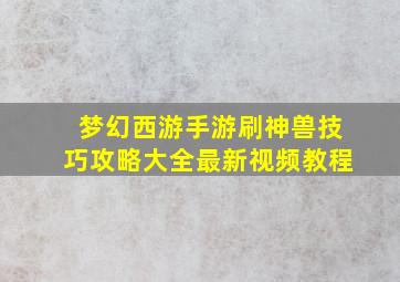 梦幻西游手游刷神兽技巧攻略大全最新视频教程