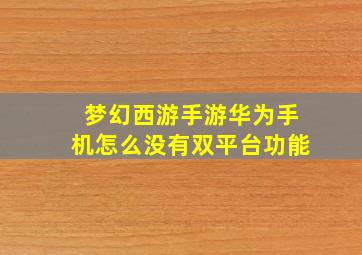 梦幻西游手游华为手机怎么没有双平台功能