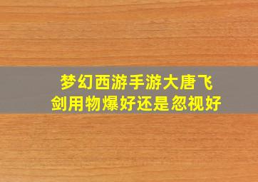 梦幻西游手游大唐飞剑用物爆好还是忽视好