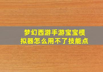 梦幻西游手游宝宝模拟器怎么用不了技能点