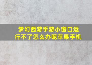 梦幻西游手游小窗口运行不了怎么办呢苹果手机