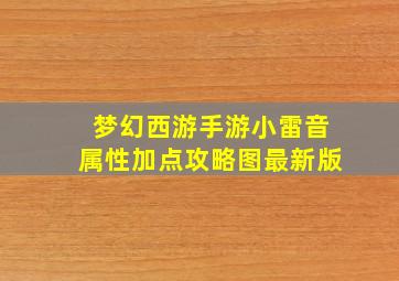 梦幻西游手游小雷音属性加点攻略图最新版